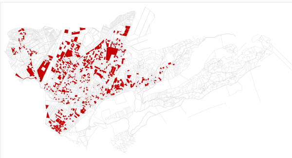 Baulandberhang: Rot markiert sind die Bauflchenreserven der Gemeinde Gtzis in Vorarlberg  insgesamt 133 ha