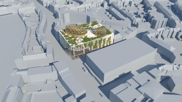 Visualisierung fr einen Neubau am ehemaligen Standort Kaufhof am Wehrhahn von Meyer Architekten.