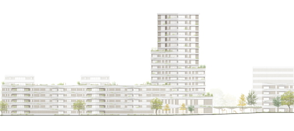 Ein 3. Preis: KSP Jürgen Engel Architekten (M�nchen), Ansicht S�dwest