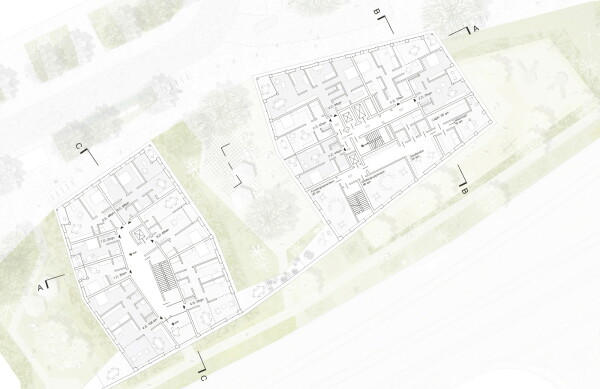 1. Preis: Auer Weber Assoziierte (München) mit grabner huber lipp Landschaftsarchitekten und Stadtplaner (Freising), Grundriss 1. Obergeschoss