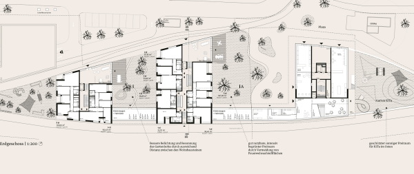 Ein 3. Preis: AllesWirdGut Architektur (Wien/München), Grundriss Erdgeschoss