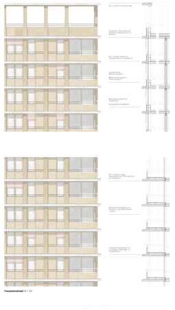 1. Preis: Auer Weber Assoziierte (München) mit grabner huber lipp Landschaftsarchitekten und Stadtplaner (Freising), Fassadendetail