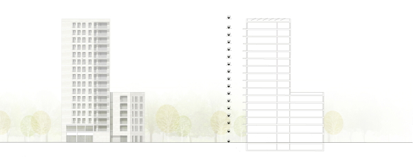 2. Preis: bogevischs buero architekten & stadtplaner (M�nchen, Ansicht + Schnitt