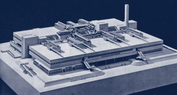 Modell eines Typenbaus fr Mittelstufenzentren in Berlin, 1972; Entwurf: PBZ  Planungsgruppe Bildungszentren in Berlin