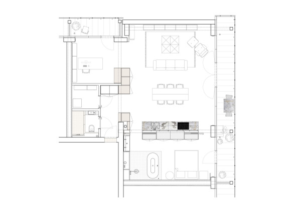 Grundriss nach Umbau (genordet)