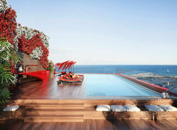 Studio Odile DECQ architectes urbanistes: Rooftop Pool des Projekts Antares in Barcelona, Spanien