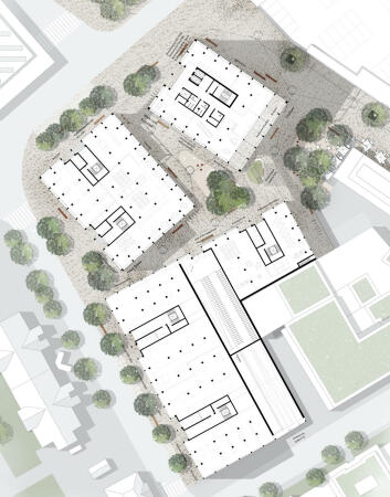 2. Preis: hdg Architekten  Henninger und Lachenmann mit Architekturbro Podehl und bauchplan ).(