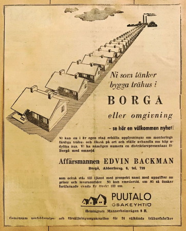 Finnische Zeitungsanzeige fr Puutalo-Huser