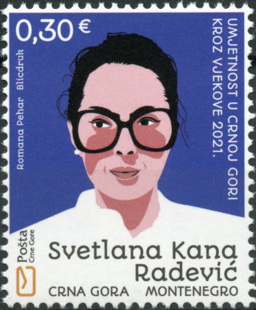 Svetlana Kana Radevic auf einer aktuellen 30-Cent-Briefmarke aus Montenegro