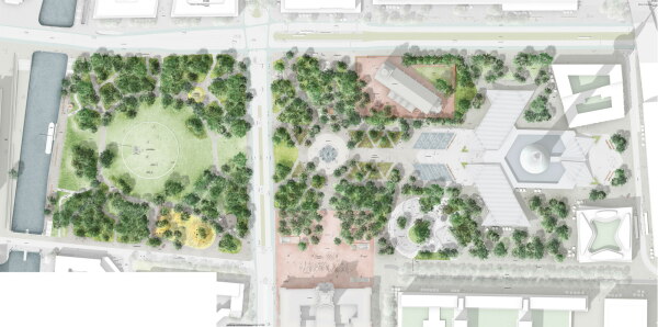 2. Preis: Atelier Loidl Landschaftsarchitekten (Berlin) Lageplan 2024