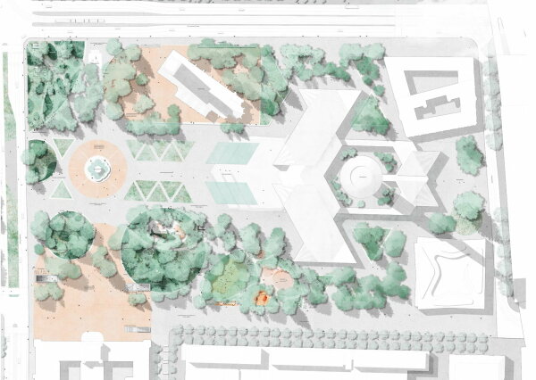 3. Preis: Pola Landschaftsarchitekten (Berlin) Lageplan 2024 Rathausforum
