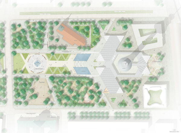 1. Preis: RMP Stephan Lenzen Landschaftsarchitekten (Bonn/Kln) Rathausplatz, Lageplan 2024