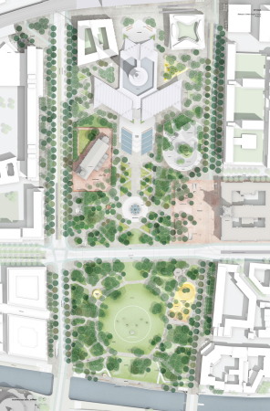 2. Preis: Atelier Loidl Landschaftsarchitekten (Berlin) Lageplan 2030