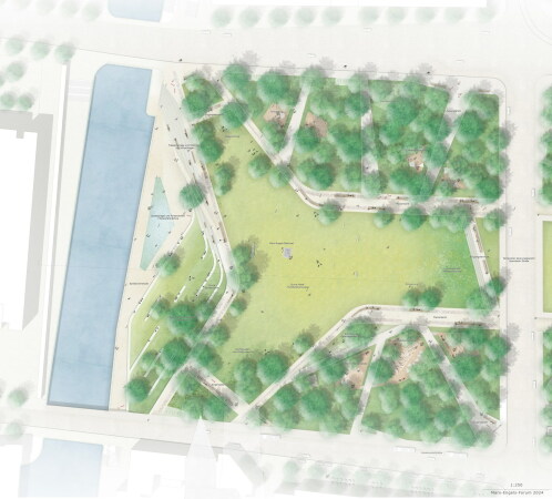 1. Preis: RMP Stephan Lenzen Landschaftsarchitekten (Bonn/Kln) Marx-Engels-Forum, Lageplan 2024