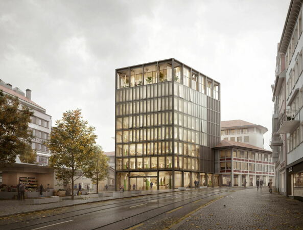 Wettbewerb Neue Bibliothek St. Gallen: 2. Preis E2A Piet Eckert und Wim Eckert Architekten: Auenansicht