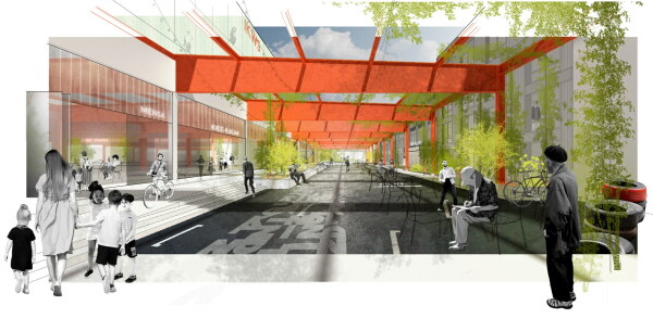 Ausgewhlter Entwurf Kindl-Hallen: ff-Architekten mit hfner jimnez betcke jarosch landschaftsarchitektur und 2B Planungsgesellschaft (alle Berlin)