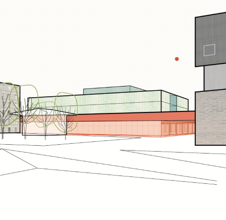 Ausgew�hlter Entwurf �Kindl-Hallen�: Skizze