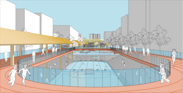 IOC IPC IAKS Architecture and Design Award for Students and Young Professionals 2021 Gold: Low Line Sports Park in Jianyang, China, von Zeng Wujingting