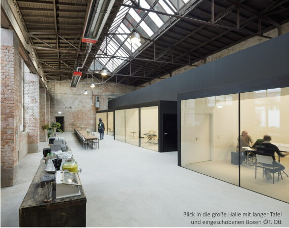 Zwischennutzung eines ehemaligen Bahnbetriebswerks in Heidelberg von AAg LoebnerSchferWeber (Heidelberg), Bauherrin: Tankturm Betriebsgesellschaft (Heidelberg)