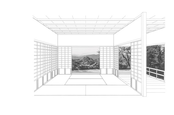 Tempel und Teehaus in Japan