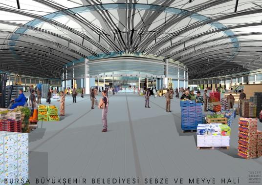 Gromarkthalle im trkischen Bursa vor Fertigstellung