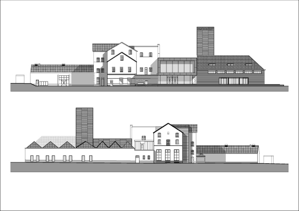 Fassaden Alte Brauerei mit Neubau