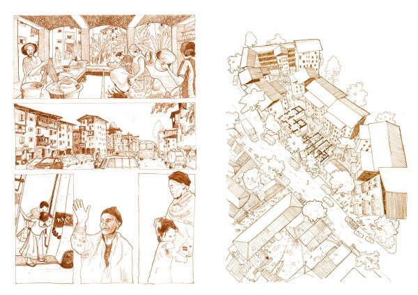 1. Preis Kategorie Handzeichnung: Reconfiguring Addis Ababa's Narratives, Antonio Paoletti (TU Delft)