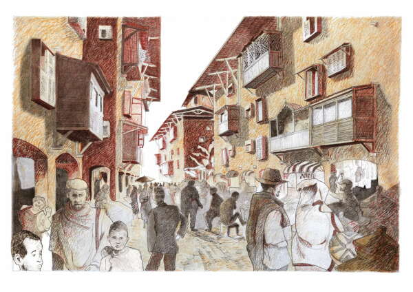 1. Preis Kategorie Handzeichnung: Reconfiguring Addis Ababa's Narratives, Antonio Paoletti (TU Delft)