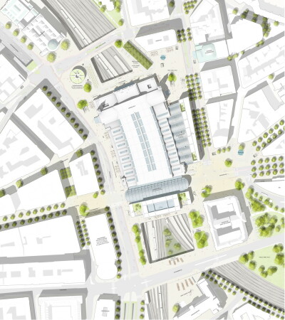 ein 3.Preis: gmp  Architekten von Gerkan, Marg und Partner (Hamburg) mit WES Landschaftsarchitektur (Hamburg)