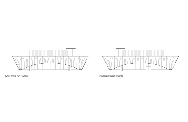 Events Center, Ost- und Westansicht