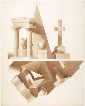 Melchior Berri (Architekt des Museums an der Augustinergasse, Basel), Perspektiv-Studie aus seiner Zeit als Student in Karlsruhe, 1818/19. Staatsarchiv Basel-Stadt, PA 201a A 1