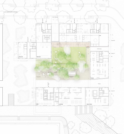 1. Preis: Kim Nalleweg (Berlin) mit dem Landschaftsarchitekturbro Studio RW. Erdgeschosszone