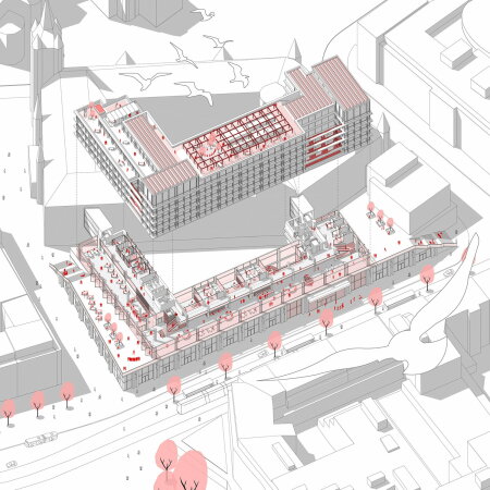 1. Preis: Giesler Architekten (Braunschweig/Berlin),  Explosionsisometrie