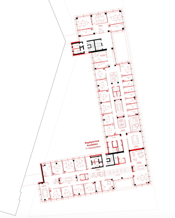 1. Preis: Giesler Architekten (Braunschweig/Berlin), Grundriss 8. Obergeschoss