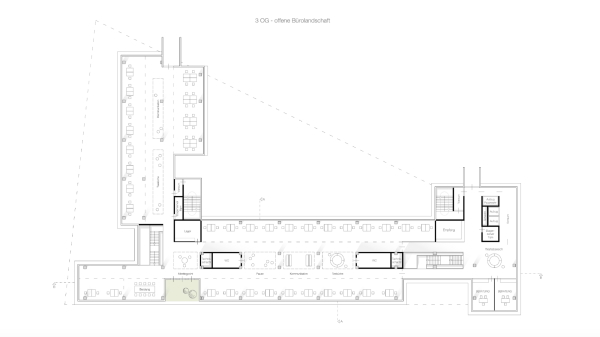 Anerkennung: Code Unique (Dresden), Grundriss 3. Obergeschoss mit offener Brostruktur