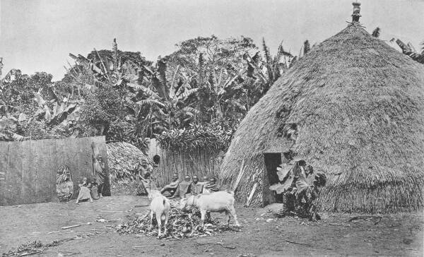 Foto eines Haus der Waschagga am Kilimandscharo, ca. 1880er-Jahre. Dieses Foto diente als Vorlage fr den Entwurf einer Missionskirche des Missionswerk Leipzig und letztlich wiederum als Vorlage fr die Kirche auf der Bugra in Leipzig