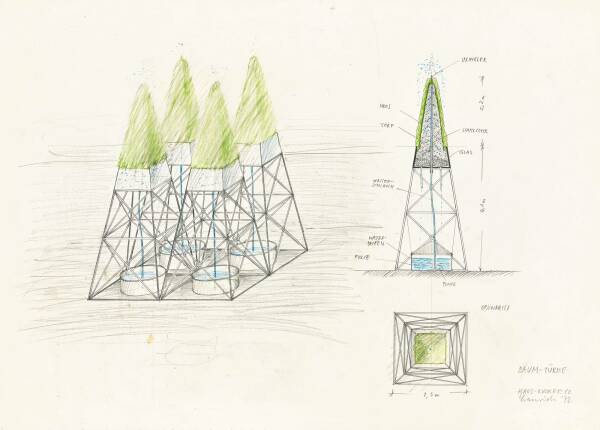 Haus-Rucker-Co: Baum-Trme, Skizze, 1972