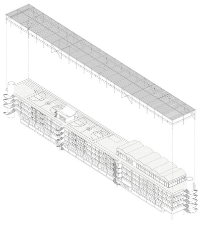 1. Rang, 1. Preis: B�ro Konstrukt (Luzern), Axonometrie