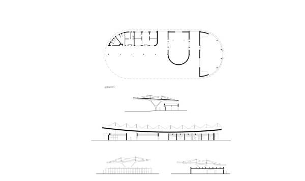 Eingangsgebude: Grundriss, Schnitte und Ansichten
