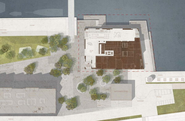 1. Preis: Lundgaard & Tranberg Arkitekter (Kopenhagen) mit Wuttke und Ringhof (Kopenhagen), Buro Happold (separate Niederlassung), und Marianne Levinsen Landskab (Kopenhagen)