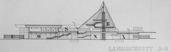 Lngschnitt Ausstellungspavillon in Moskau 1980 von Peter Baumbach mit Ulrich Mther