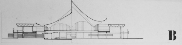 Querschnitt Ausstellungspavillon in Moskau 1980 von Peter Baumbach mit Ulrich Mther