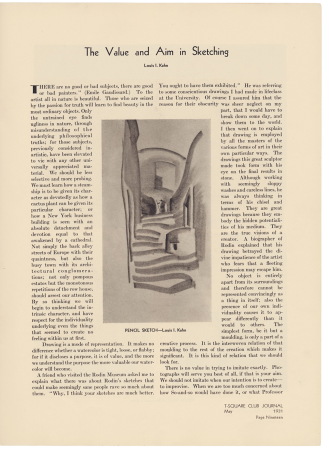 Artikel und Zeichnungen Louis Kahns im T-Square Club Journal, Mai 1931