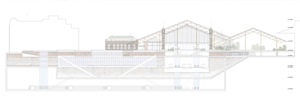 Ankauf: Kengo Kuma & Associates (Tokio), M-Teampannon (Budapest). Lngsschnitt