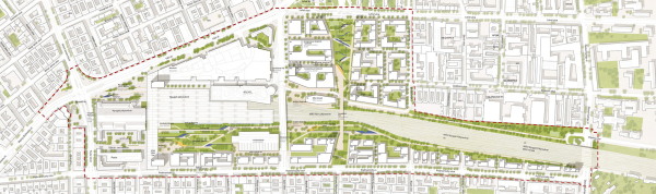 ein 2. Preis: Albert Wimmer (Wien) mit Yewo Landscapes (Wien). Masterplan