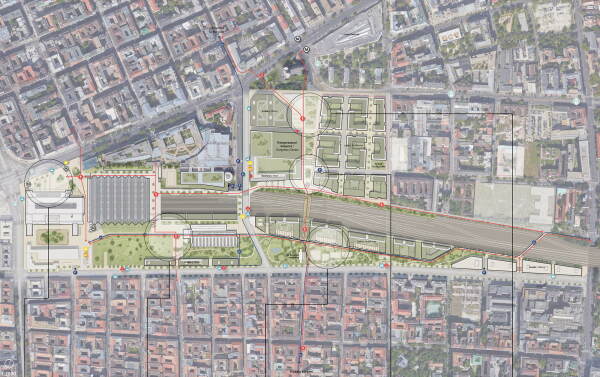 1. Preis: Grimshaw (London) mit Nautes Architects (Budapest), Vogt Landschaftsarchitekten (Zrich). Masterplan
