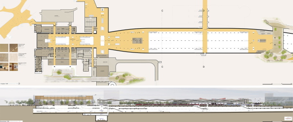 ein 2. Preis: Albert Wimmer (Wien) mit Yewo Landscapes (Wien). Grundriss Untergschoss