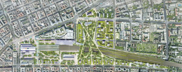 ein 2. Preis: Arep (Paris) mit �p�t�sz St�di� (Budapest). Masterplan