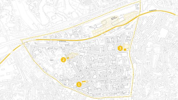 Die drei konkreten Bauaufgaben im Mirker Quartier in Wuppertal