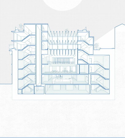 1. Preis: SMAA Studio fr Architektur, Lngsschnitt